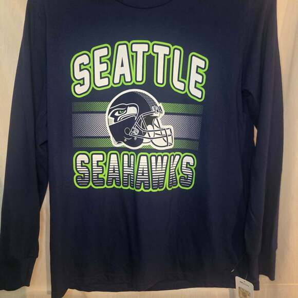 Seattle Seahawks Blue Long Sleeve T-Shirt Large NWT - Picture 1 of 5